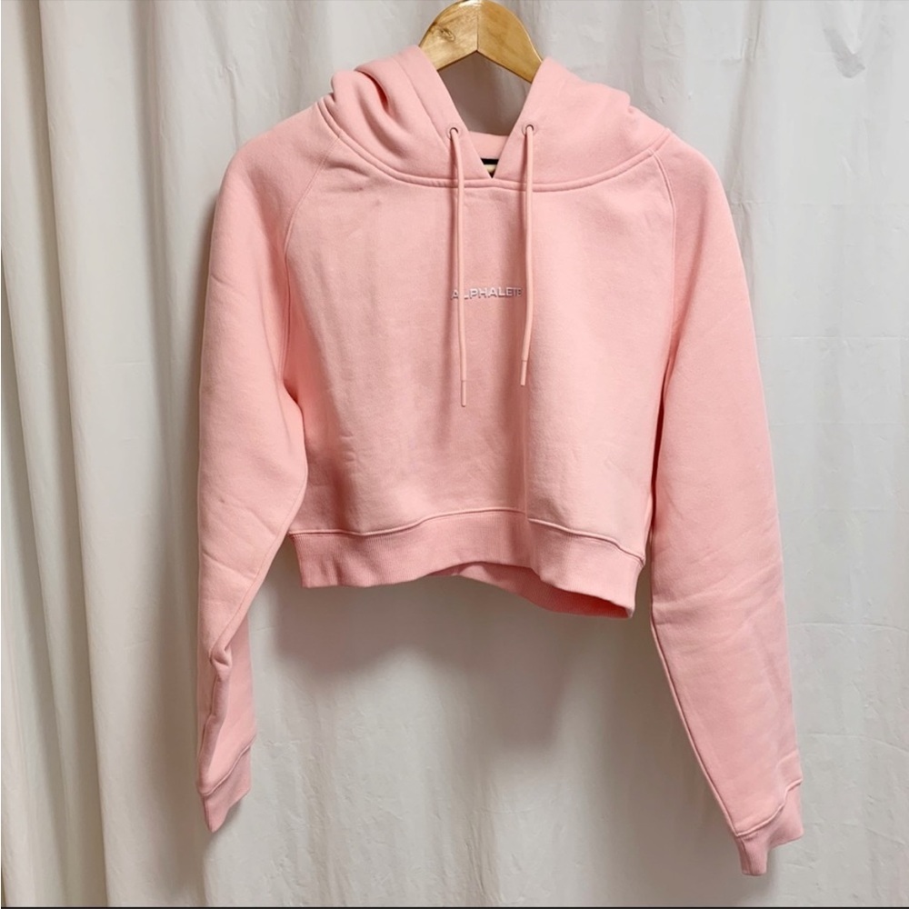 Alphalete Pink Cropped Hoodie Medium - Picture 1 of 7